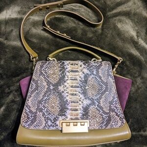 Z Spoke by Zac Posen Green and Purple Snake Print Satchel